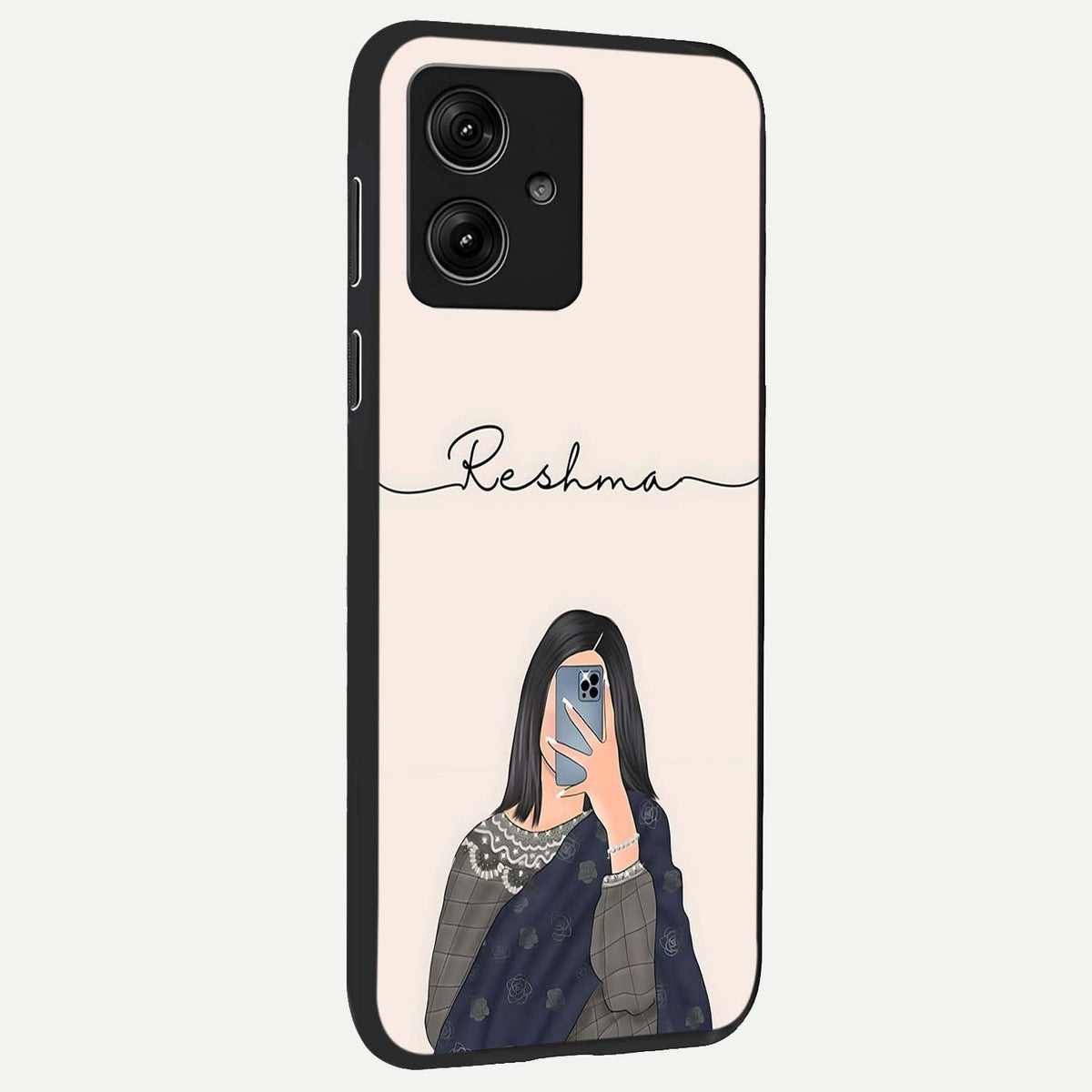  Mirror Mood Muse With Custom Name back cover For Moto G54 slim fit glass case with vibrant aesthetic design