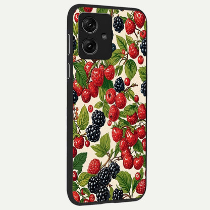  Mixed Berry Collage back cover For Moto G54 slim fit glass case with vibrant aesthetic design