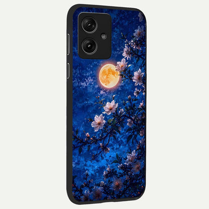  Moonlit Blossoms Night back cover For Moto G54 slim fit glass case with vibrant aesthetic design