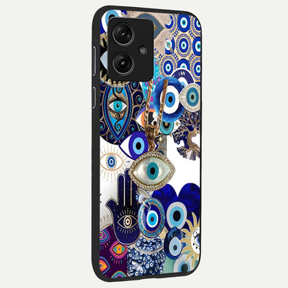  Mystic Charm Eye back cover For Moto G54 slim fit glass case with vibrant aesthetic design