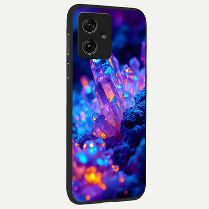 Neon Aura Shards back cover For Moto G54 slim fit glass case with vibrant aesthetic design