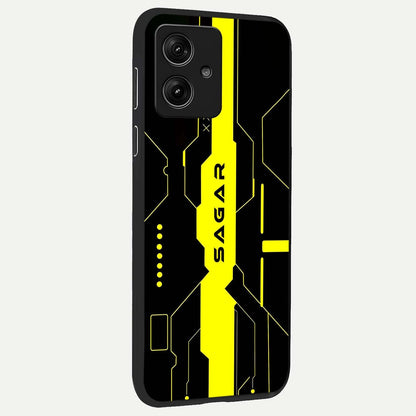  Neon CYBERPUNK Custom Name back cover For Moto G54 slim fit glass case with vibrant aesthetic design