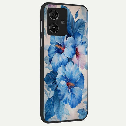  Ocean Hibiscus Grace back cover For Moto G54 slim fit glass case with vibrant aesthetic design