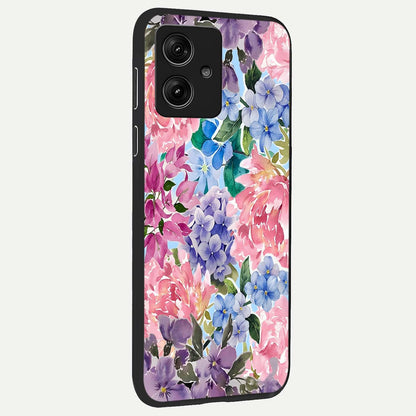  Pastel Floral Mix back cover For Moto G54 slim fit glass case with vibrant aesthetic design