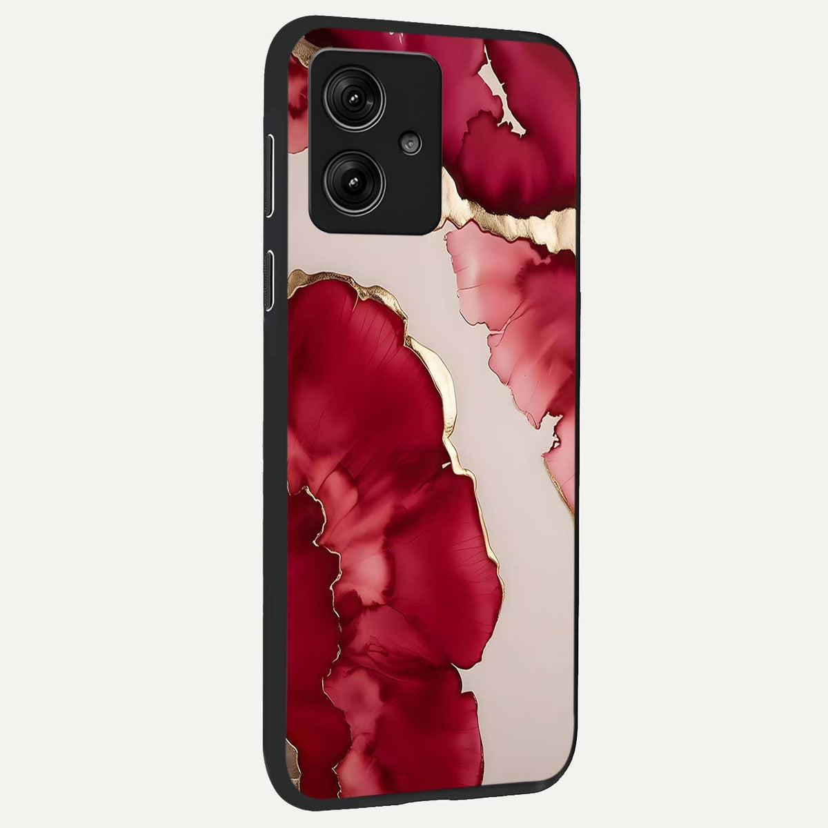  Pink And White Marble back cover For Moto G54 slim fit glass case with vibrant aesthetic design