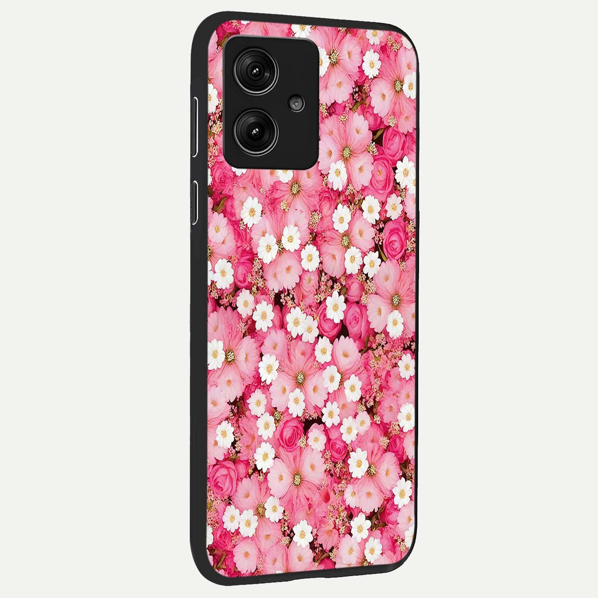  Pink Daisy Bliss back cover For Moto G54 slim fit glass case with vibrant aesthetic design