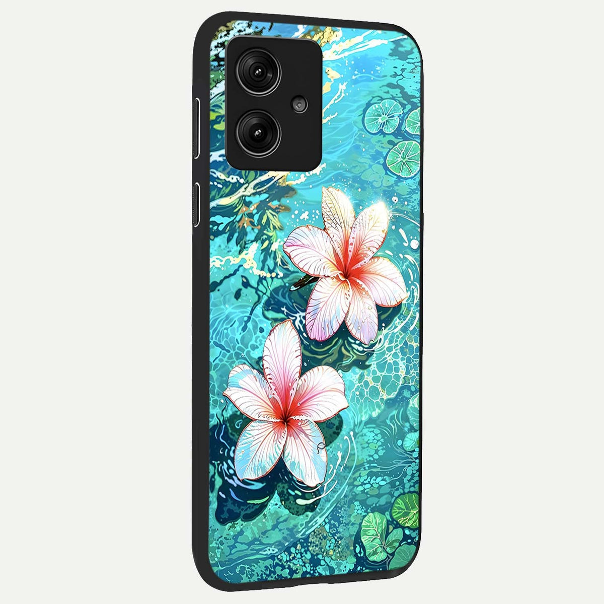  Pink Flowers in Water back cover For Moto G54 slim fit glass case with vibrant aesthetic design