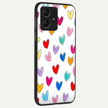  Playful Love Doodles back cover For Moto G54 slim fit glass case with vibrant aesthetic design