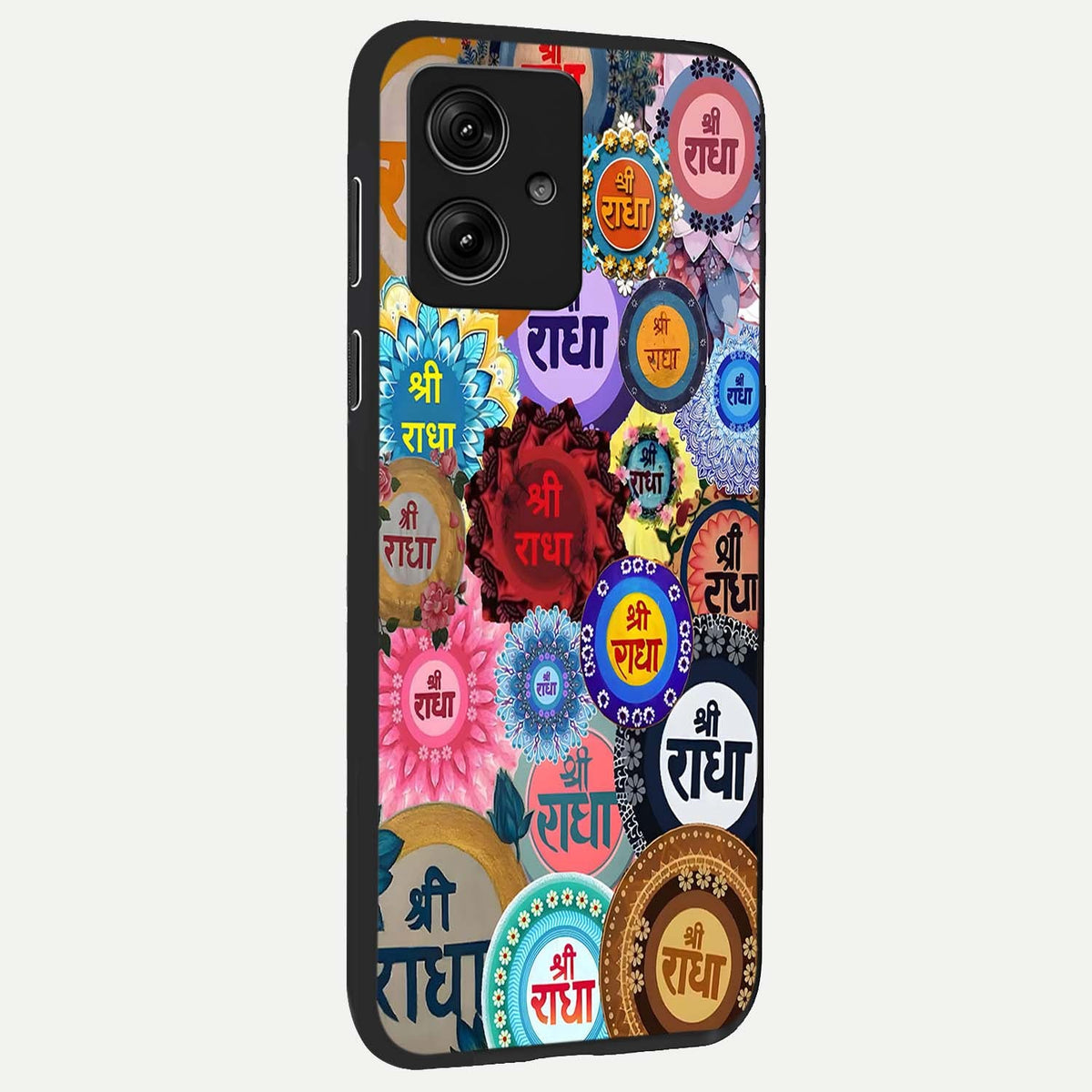  Radha Divine Bloom back cover For Moto G54 slim fit glass case with vibrant aesthetic design