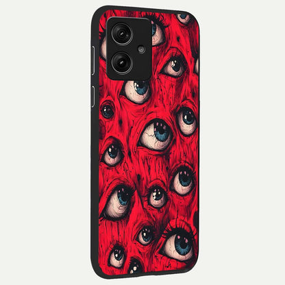  Red Eyes Pattern back cover For Moto G54 slim fit glass case with vibrant aesthetic design
