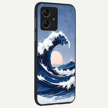  Rising Tide Power back cover For Moto G54 slim fit glass case with vibrant aesthetic design