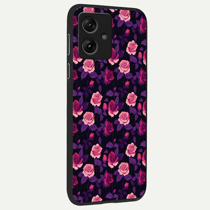  Rose Garden Twilight back cover For Moto G54 slim fit glass case with vibrant aesthetic design