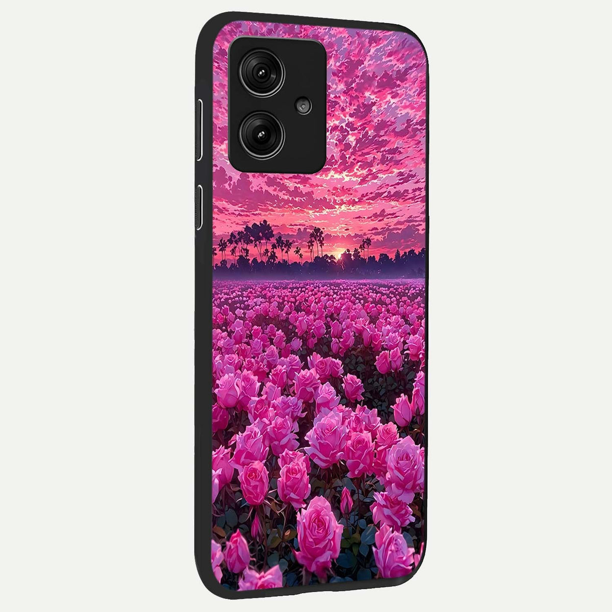  Rose Sunset Valley back cover For Moto G54 slim fit glass case with vibrant aesthetic design