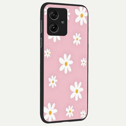  Soft Daisy Bliss back cover For Moto G54 slim fit glass case with vibrant aesthetic design