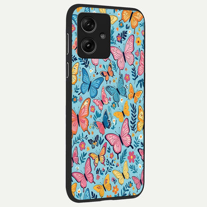  Spring Wing Garden back cover For Moto G54 slim fit glass case with vibrant aesthetic design