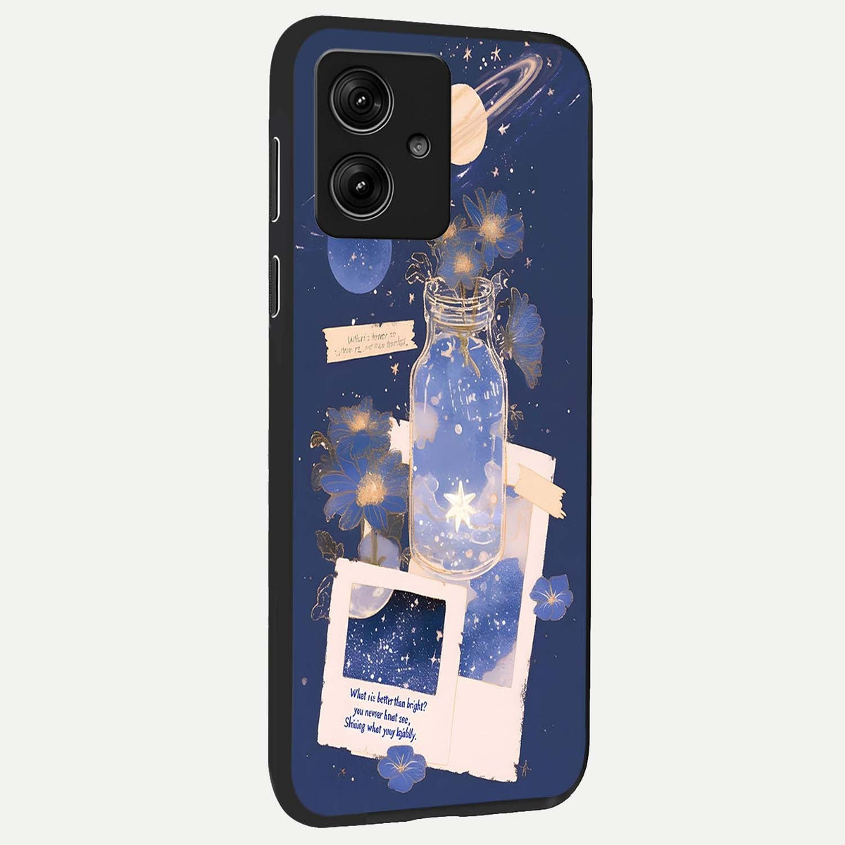  Starlit Cosmic Jar back cover For Moto G54 slim fit glass case with vibrant aesthetic design