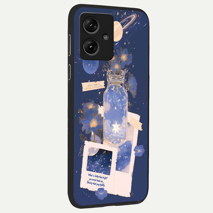  Starlit Cosmic Jar back cover For Moto G54 slim fit glass case with vibrant aesthetic design