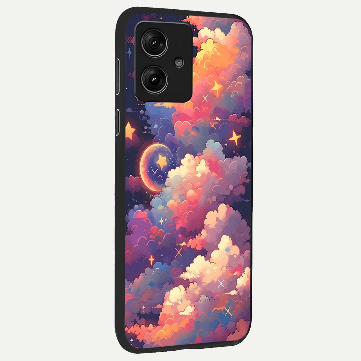  Starlit Dream Clouds back cover For Moto G54 slim fit glass case with vibrant aesthetic design