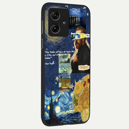  Starry Dream Vision back cover For Moto G54 slim fit glass case with vibrant aesthetic design
