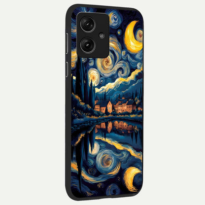  Starry Sky Serenity back cover For Moto G54 slim fit glass case with vibrant aesthetic design