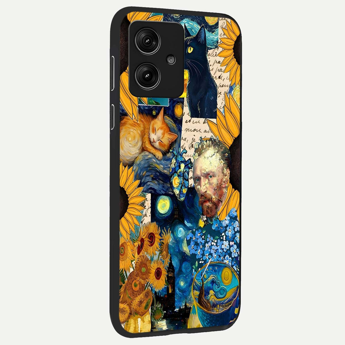 Sunflower Chic Mood Custom Name back cover For Moto G54 slim fit glass case with vibrant aesthetic design