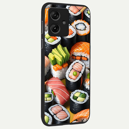  Sushi Food Pattern back cover For Moto G54 slim fit glass case with vibrant aesthetic design