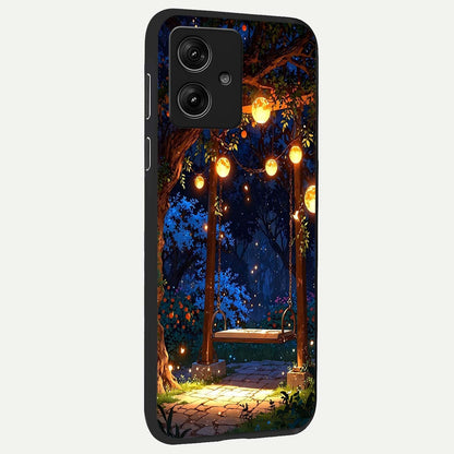  Twilight Garden Swing back cover For Moto G54 slim fit glass case with vibrant aesthetic design