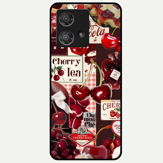  Aesthetic Cherry Tea Glass Case For Moto Edge 40 Neo back cover – full design glossy printed glass finish