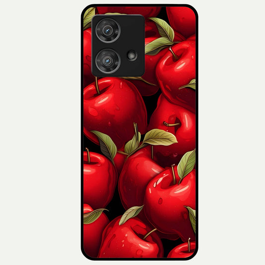  Apple Pattern Glass Case For Moto Edge 40 Neo back cover – full design glossy printed glass finish