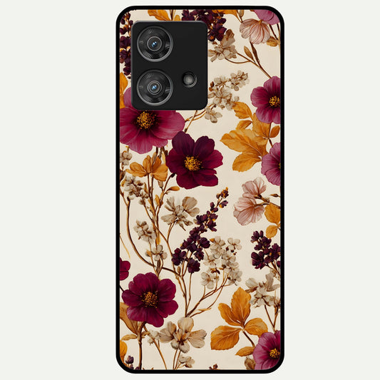  Autumn Wine Bloom Glass Case For Moto Edge 40 Neo back cover – full design glossy printed glass finish