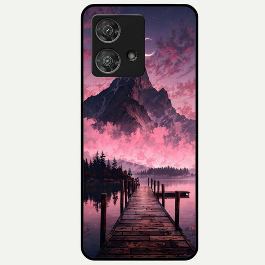  Beautiful Mountain View Glass Case For Moto Edge 40 Neo back cover – full design glossy printed glass finish