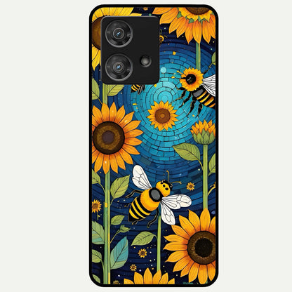  Bees And Sunflowers Glass Case For Moto Edge 40 Neo back cover – full design glossy printed glass finish