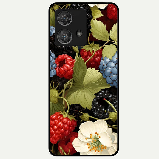  Berry Bloom Charm Glass Case For Moto Edge 40 Neo back cover – full design glossy printed glass finish