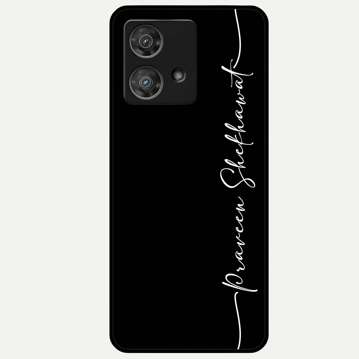  Black Tune Custom Name Glass Case For Moto Edge 40 Neo back cover – full design glossy printed glass finish