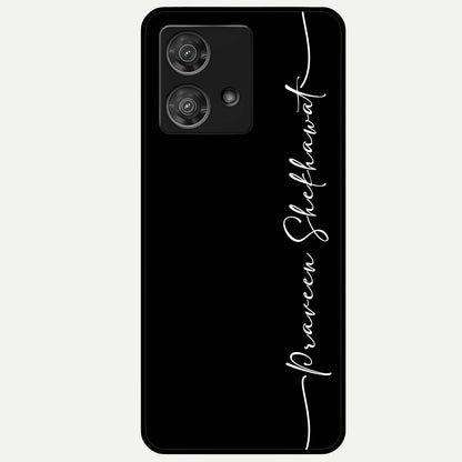  Black Tune Custom Name Glass Case For Moto Edge 40 Neo back cover – full design glossy printed glass finish