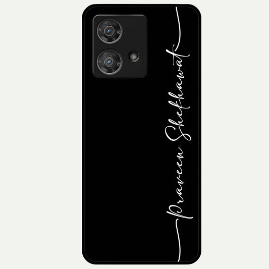  Black Tune Custom Name Glass Case For Moto Edge 40 Neo back cover – full design glossy printed glass finish