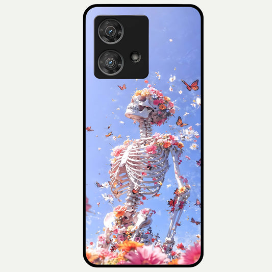  Bloom Beyond Bones Glass Case For Moto Edge 40 Neo back cover – full design glossy printed glass finish