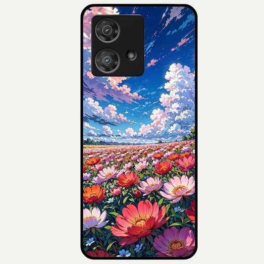  Blossom Sky Field Glass Case For Moto Edge 40 Neo back cover – full design glossy printed glass finish