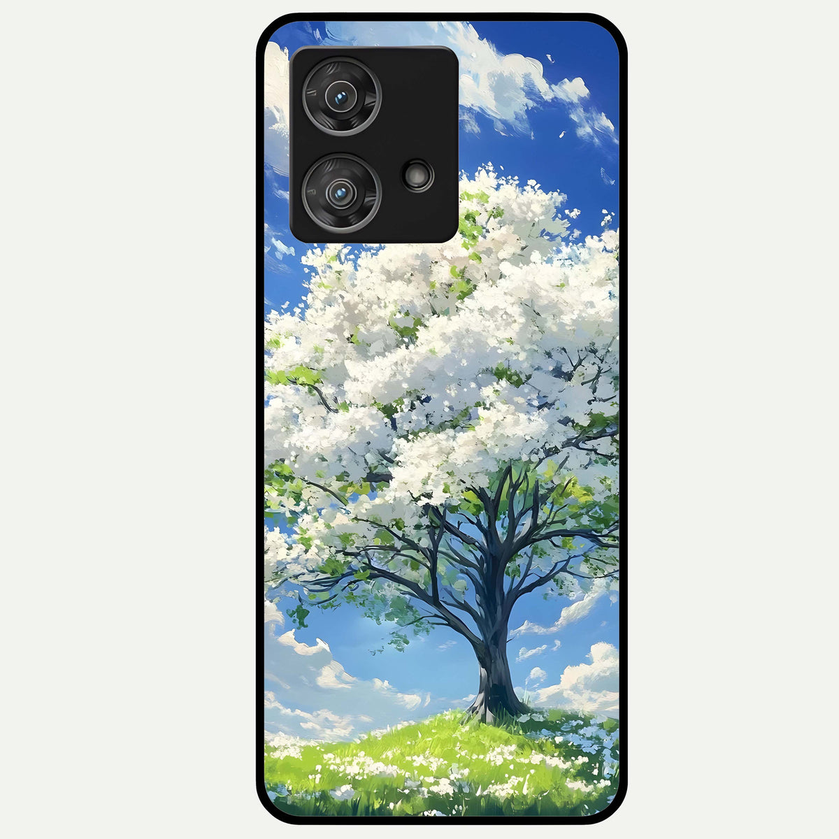  Blossom Sky Serenity Glass Case For Moto Edge 40 Neo back cover – full design glossy printed glass finish