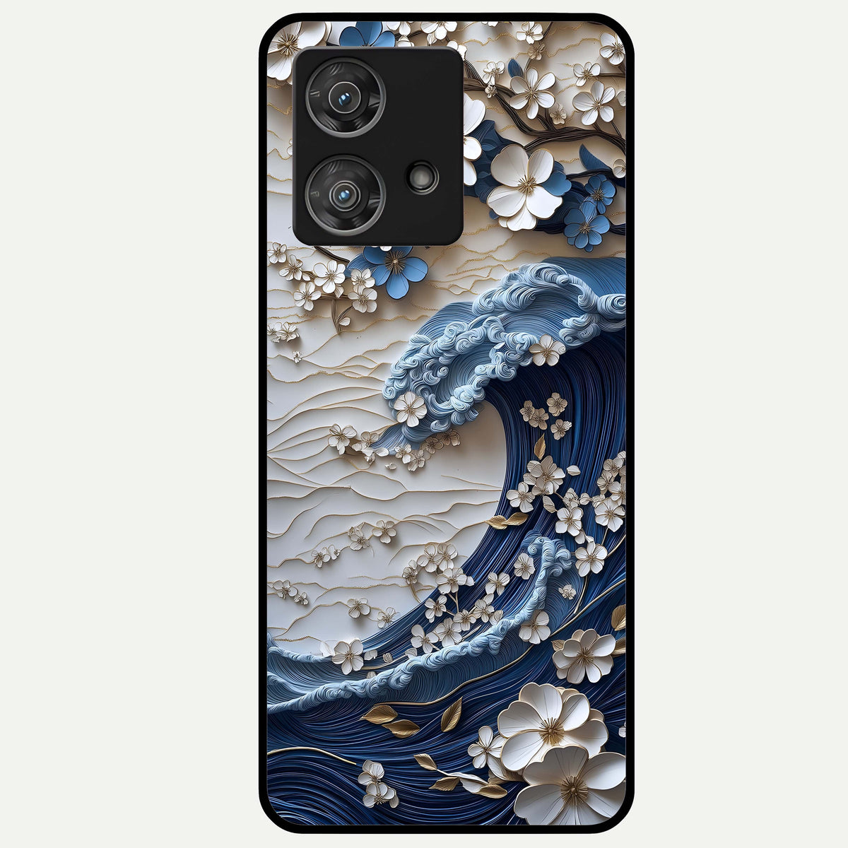 Blossom Wave Art Glass Case For Moto Edge 40 Neo back cover – full design glossy printed glass finish