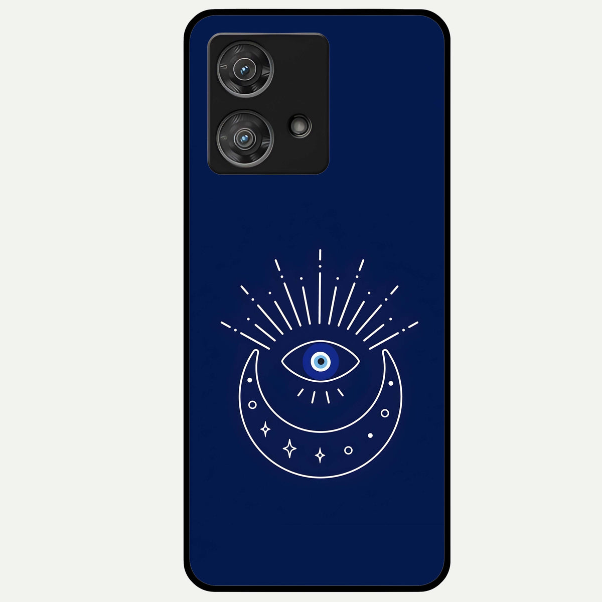  Blue Evil Eye Glass Case For Moto Edge 40 Neo back cover – full design glossy printed glass finish