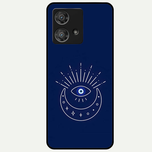  Blue Evil Eye Glass Case For Moto Edge 40 Neo back cover – full design glossy printed glass finish