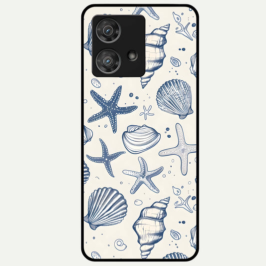  Blue Ocean Outline Glass Case For Moto Edge 40 Neo back cover – full design glossy printed glass finish