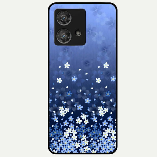  Blue Starry Glass Case For Moto Edge 40 Neo back cover – full design glossy printed glass finish