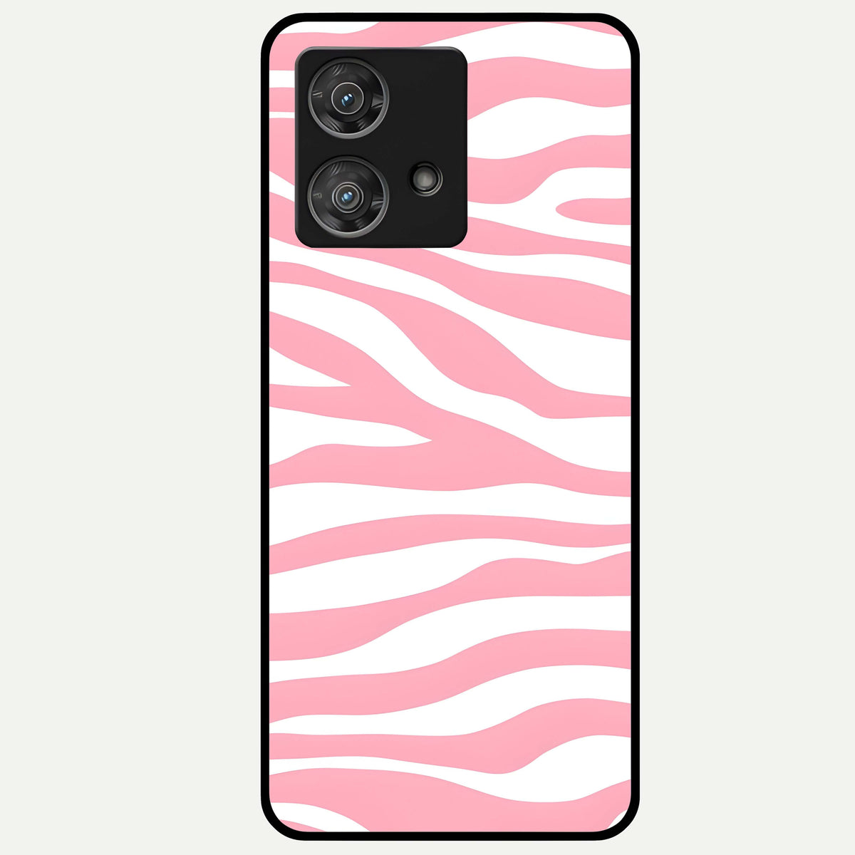  Blush Zebra Flow Glass Case For Moto Edge 40 Neo back cover – full design glossy printed glass finish