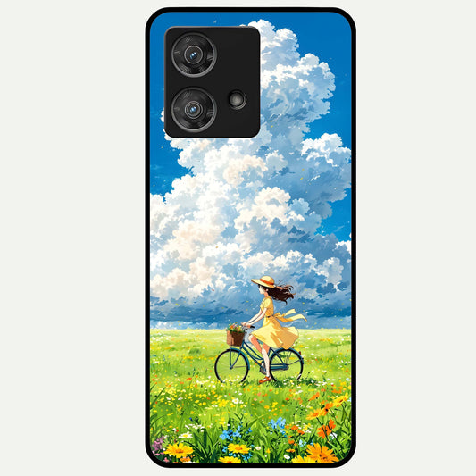  Breezy Meadow Ride Glass Case For Moto Edge 40 Neo back cover – full design glossy printed glass finish