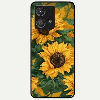  Bright Sunflower Bloom Glass Case For Moto Edge 40 Neo back cover – full design glossy printed glass finish