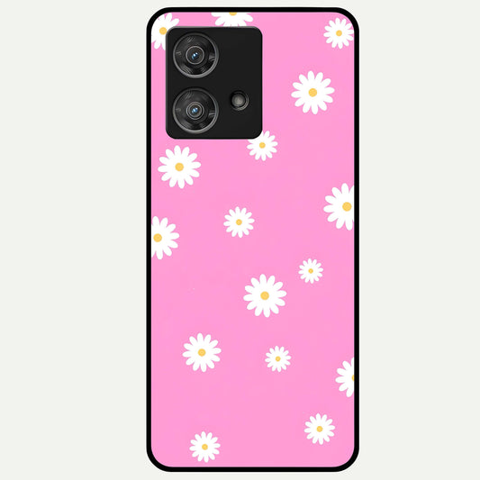  Bubblegum Daisy Pop Glass Case For Moto Edge 40 Neo back cover – full design glossy printed glass finish