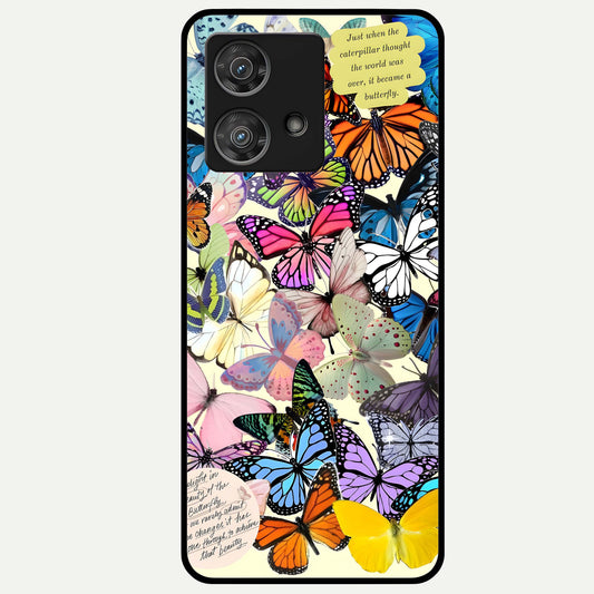  Butterflies Petal Dream Glass Case For Moto Edge 40 Neo back cover – full design glossy printed glass finish