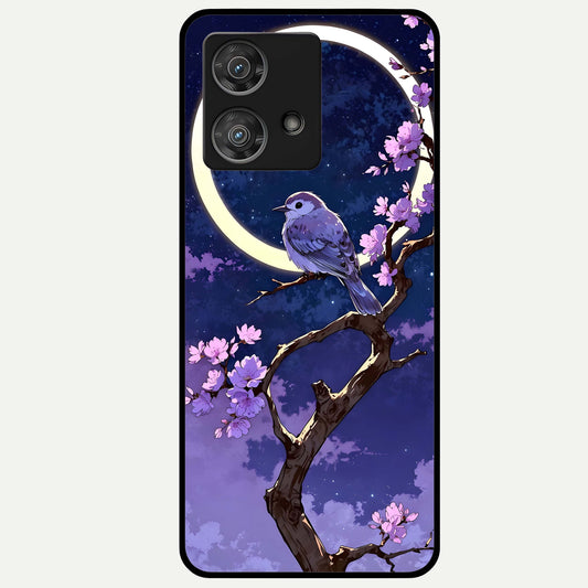  Celestial Bird Blossom Glass Case For Moto Edge 40 Neo back cover – full design glossy printed glass finish